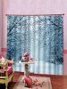 2 Panels Snowy Forest Road Print Window Curtains -  