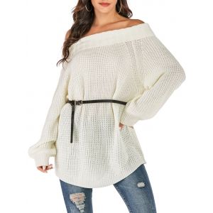 

Folded Off The Shoulder Sweater, White
