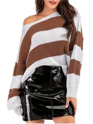 Striped Oversized Drop Shoulder Sweater