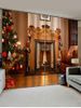 Christmas Tree Fireplace Pattern Window Curtains -  