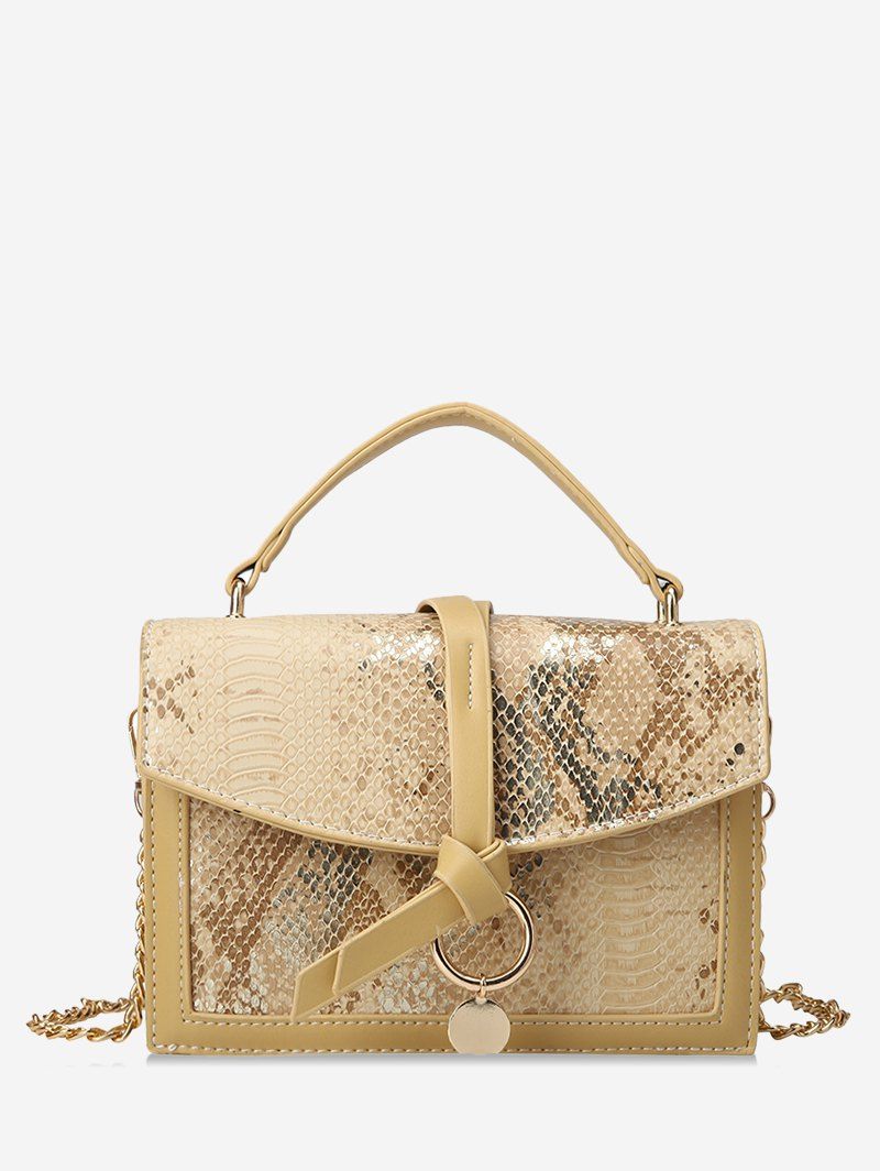 

Snakeskin Embossed Sequined Top Handle Crossbody Bag, Yellow