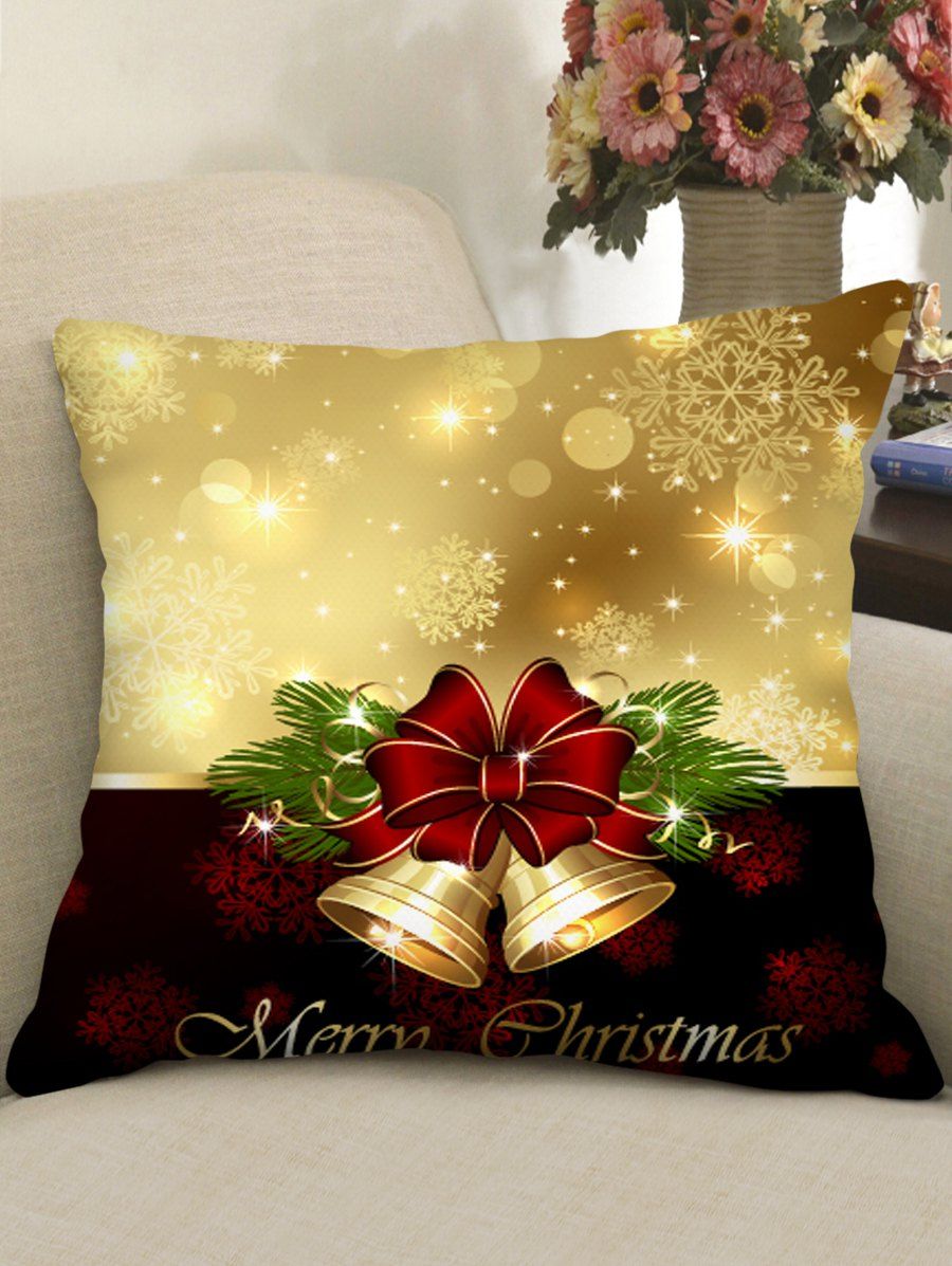 

Christmas Bowknot Snowflake Print Decorative Pillowcase, Multi