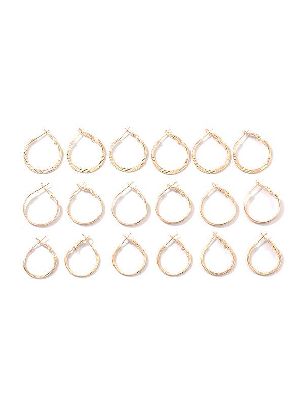 

9 Piece Small Hoop Earrings Set, Gold