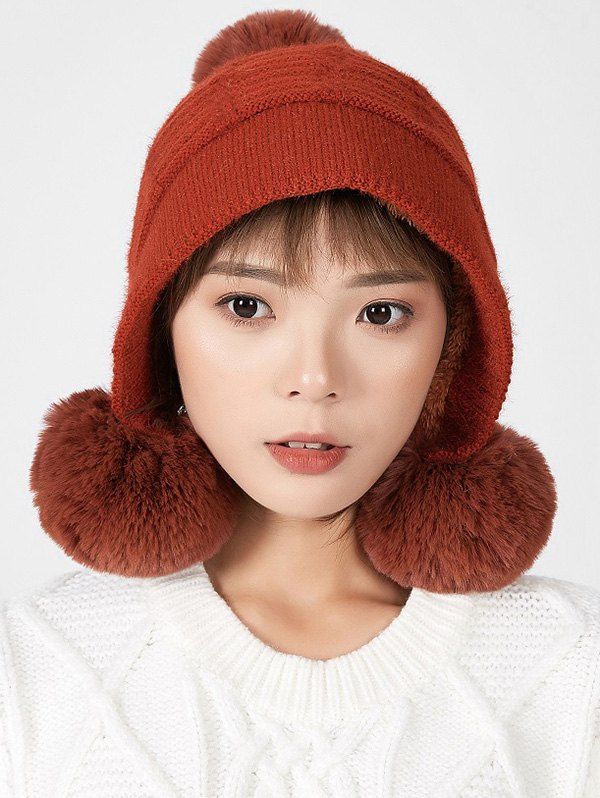 

Fuzzy Ball Decorated Winter Suede Hat, Red