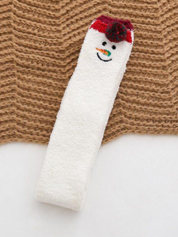 

Christmas Theme Suede Thigh High Socks, White