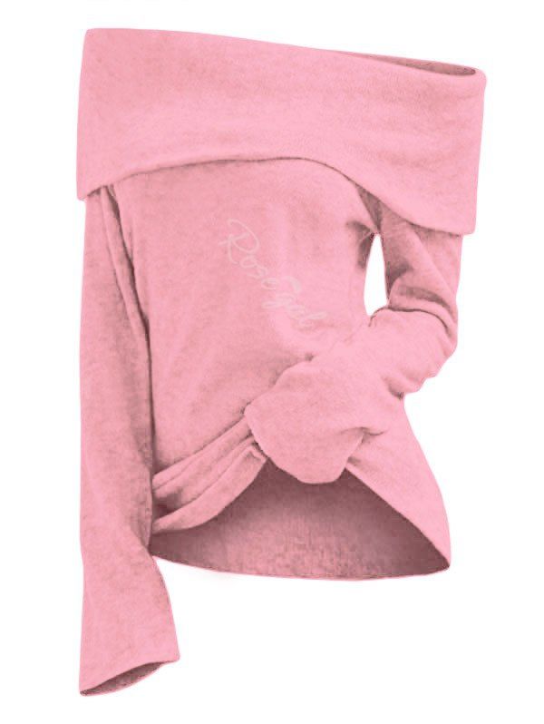 

Plus Size Foldover Off Shoulder T Shirt, Pink