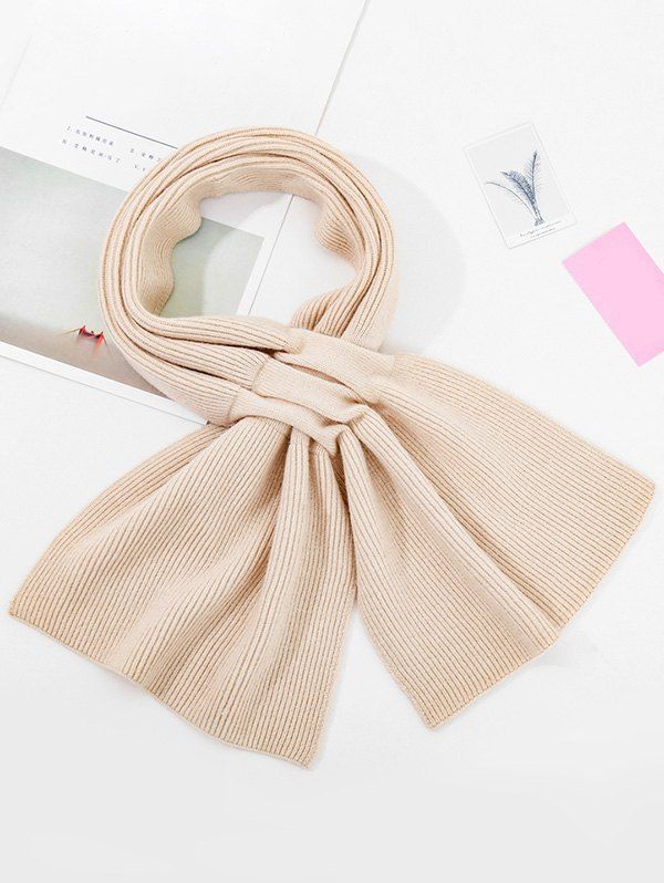 

Winter Double-knit Criss Cross Long Scarf, Beige