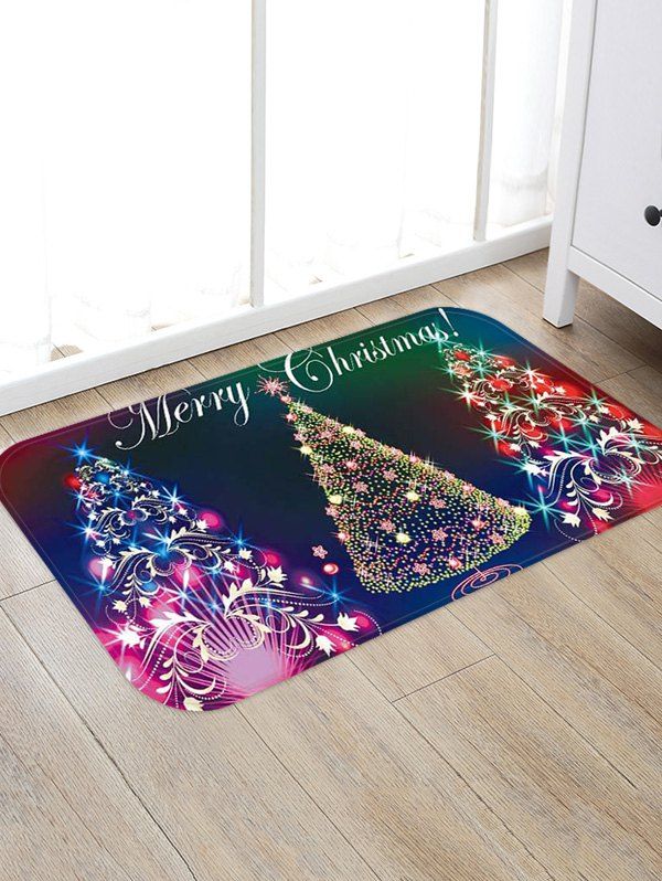 

Colorful Christmas Tree Print Non-slip Area Rug, Multi-f