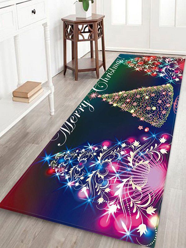 

Colorful Christmas Tree Print Non-slip Area Rug, Multi-f