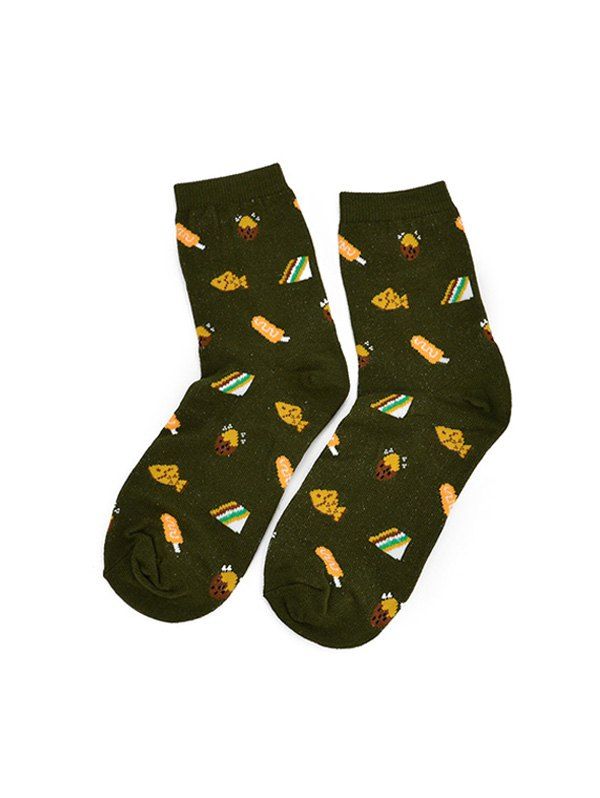 

Fruit Food Printed Quarter Length Socks, Army green