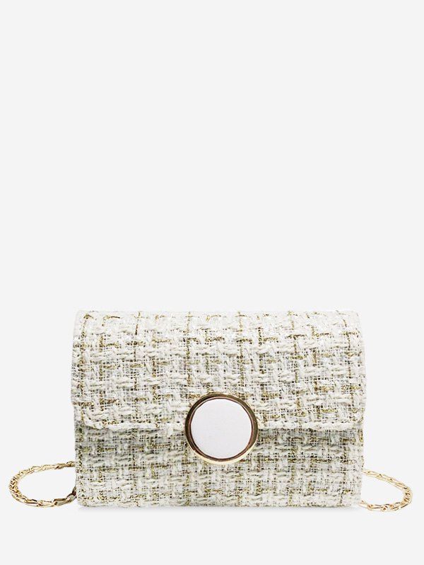 

Christmas Square Plaid Chain Shoulder Bag, Cool white