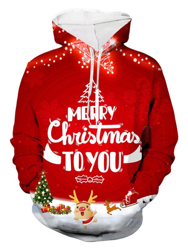 

Wapiti Letter Pattern Hoodie, Red
