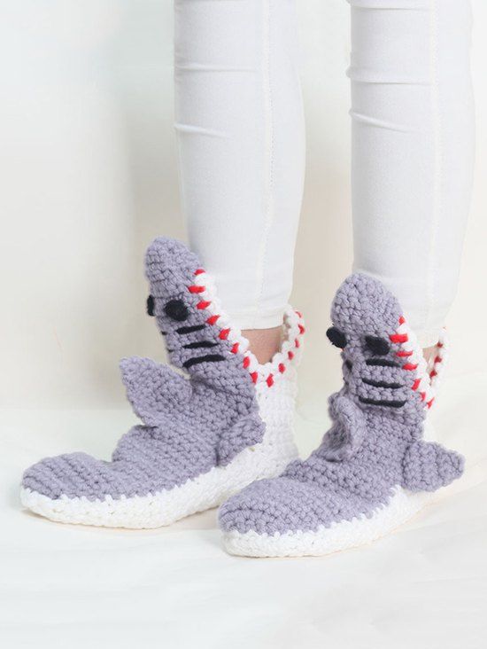 

Shark Shape Crochet Home Floor Socks, Light slate gray