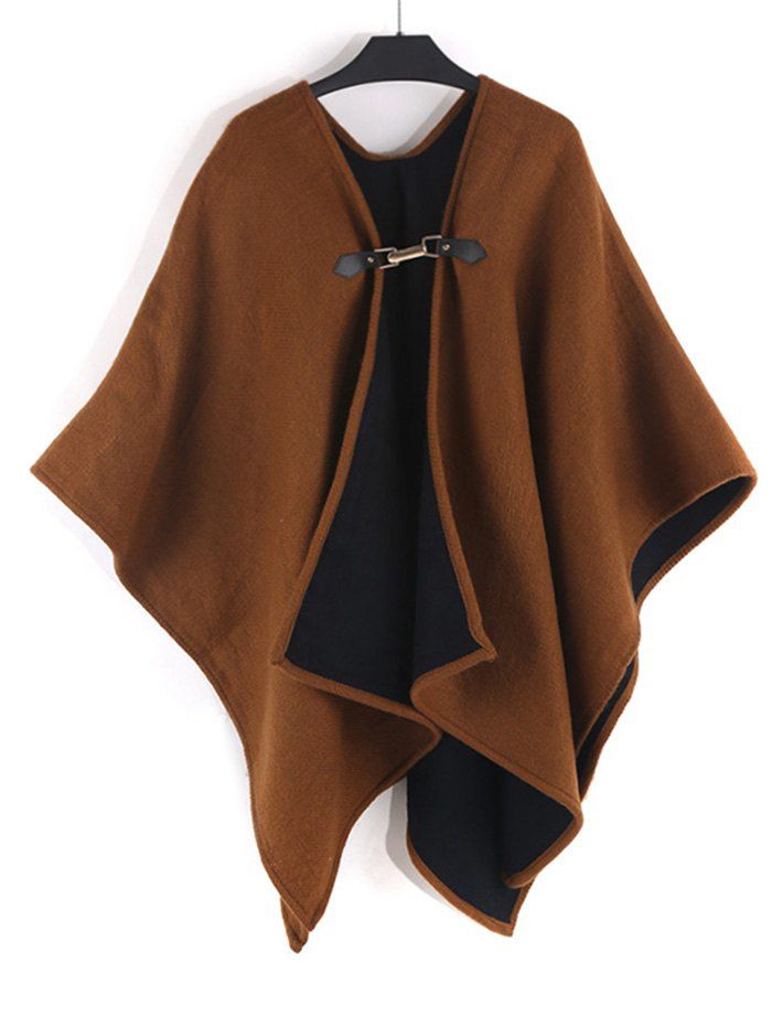 

Solid Faux Cashmere Buckle Shawl, Brown bear
