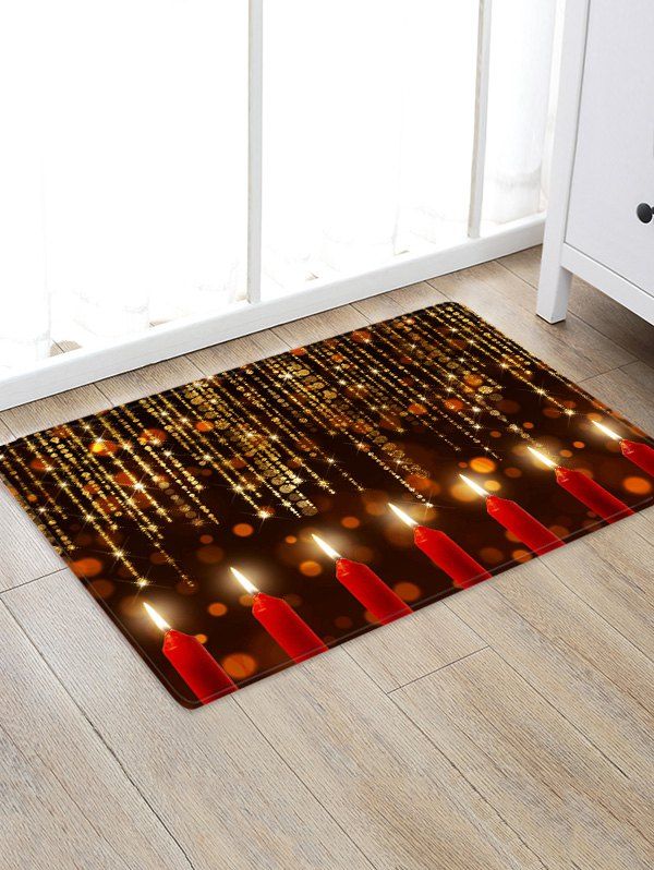 

Sparkling Christmas Candle Floor Mat, Red