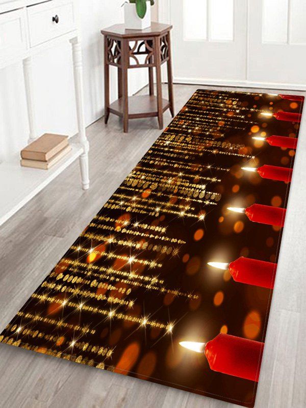 

Sparkling Christmas Candle Floor Mat, Red