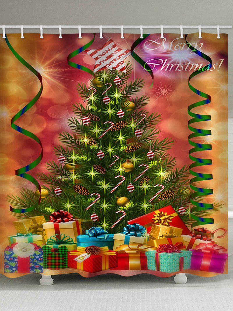 

Christmas Tree Gift Waterproof Bath Shower Curtain, Multi
