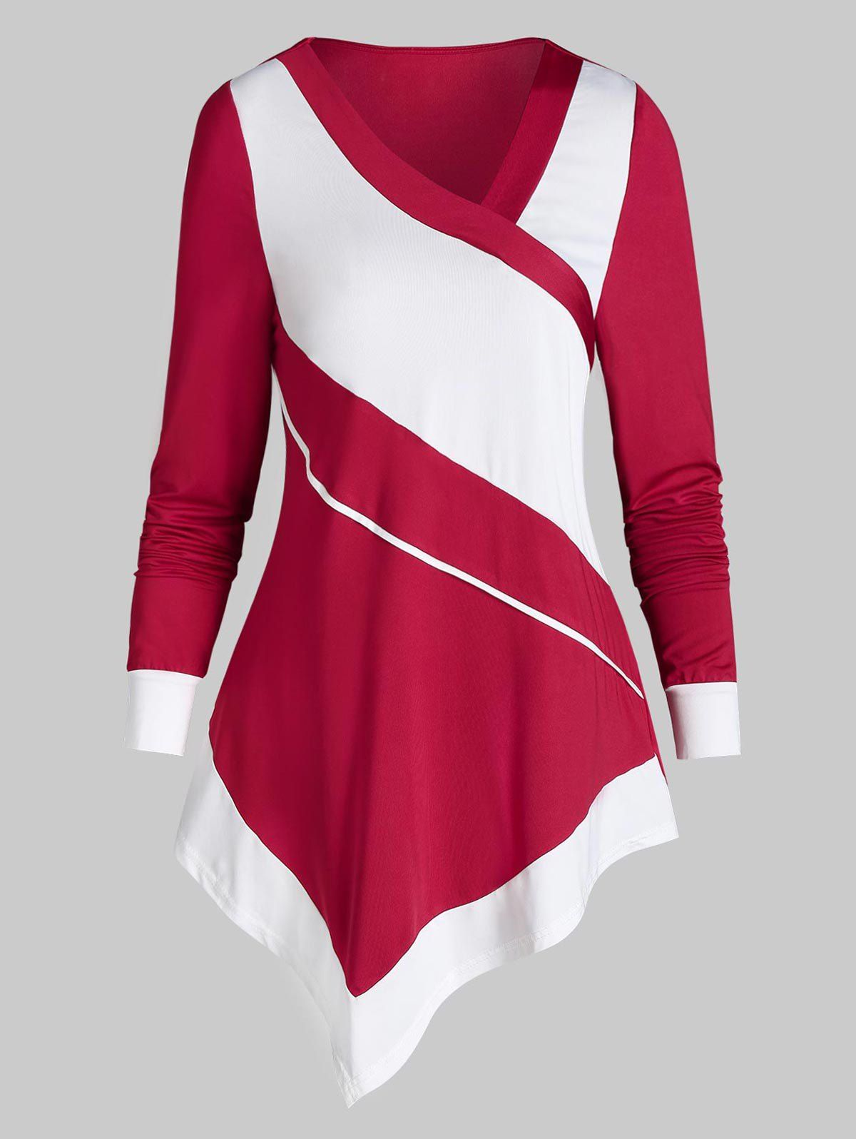 

Colorblock Asymmetric T Shirt, Red