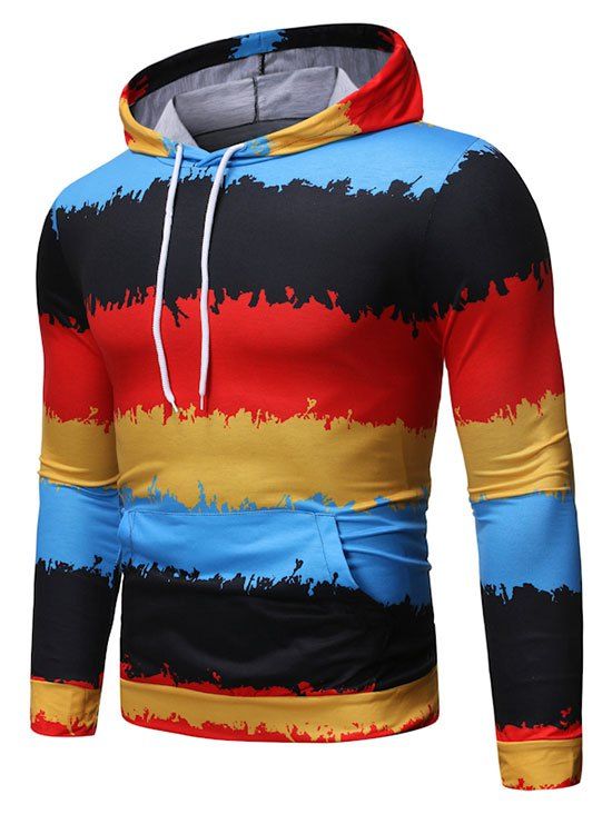 

Color Lump Print Casual Hoodie, Multi-b
