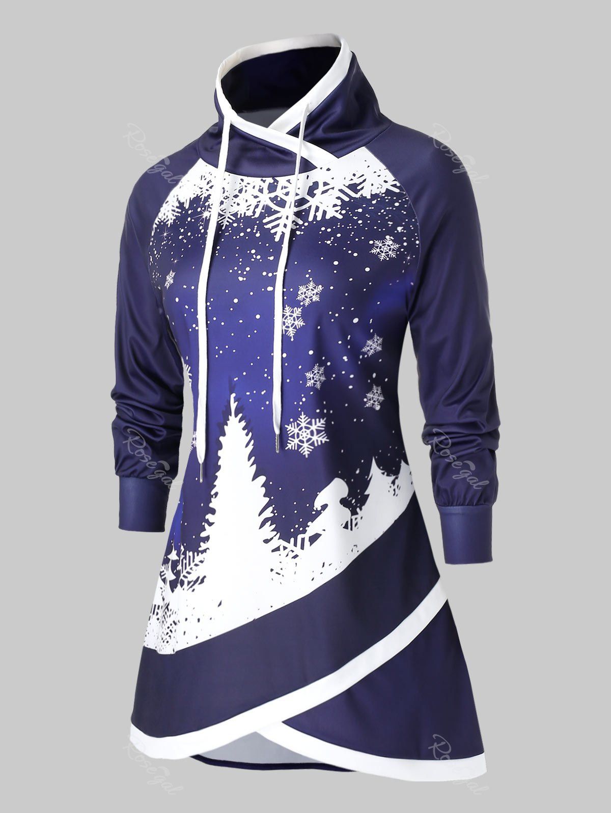 

Plus Size Christmas Tulip Hem Snowflake Raglan Sleeve Sweatshirt, Multi