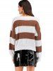 Striped Oversized Drop Shoulder Sweater -  