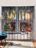 Rideaux de Fenêtre de Noël Bonhomme de Neige Imprimé 2 Panneaux - Multi L33,5 x L79 pouces x 2pcs