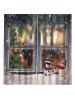 2 Panels Christmas Window Snowman Print Window Curtains -  