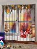 2 Panels Christmas Wooden Window Print Window Curtains -  