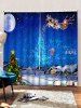 Rideau de Fenêtre Décoratif de Noël Lune Neige et Scène Imprimés - Multi L33,5 x L79 pouces x 2pcs