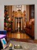 Christmas Tree Fireplace Pattern Window Curtains -  