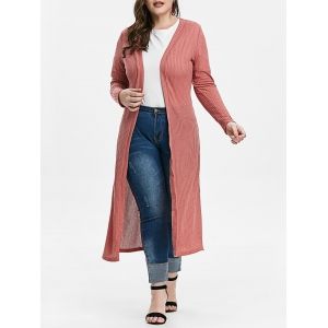 

Plus Size Longline Cardigan, Lipstick pink