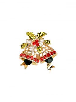 Delicate Christmas Bells Brooch With Rhinestone - GOLD
