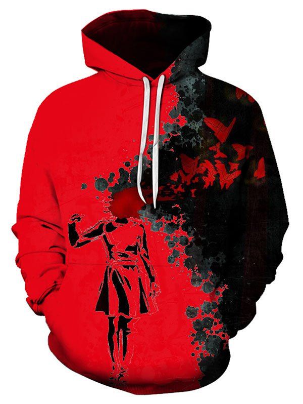

Halloween Blood Girl Printed Splash Ink Hoodie, Red