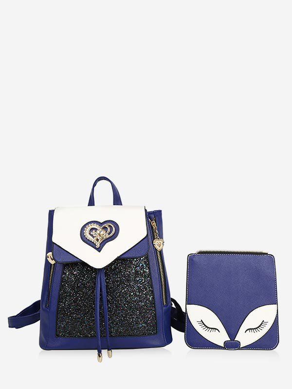 

Animal Print Leather Backpack Set, Cobalt blue