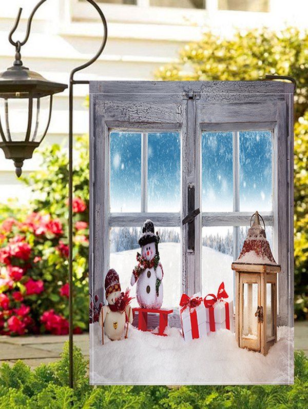 

Christmas Snowman Gift Double Side Decoration Flag, Battleship gray
