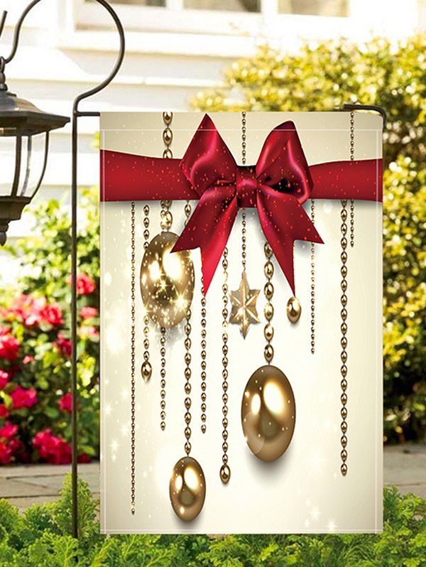 

Christmas Ball Star Double Side Printed Decoration Flag, Light khaki