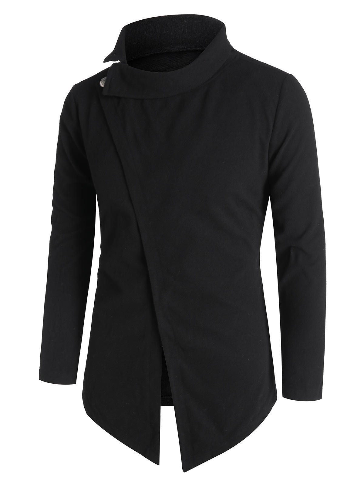

Asymmetric One Button Wool Blend Jacket, Black