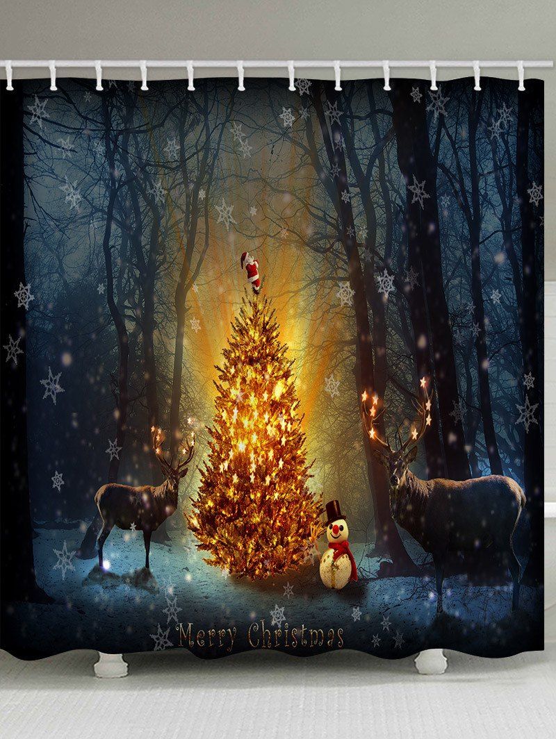 

Christmas Snowman Tree Waterproof Bath Shower Curtain, Multi