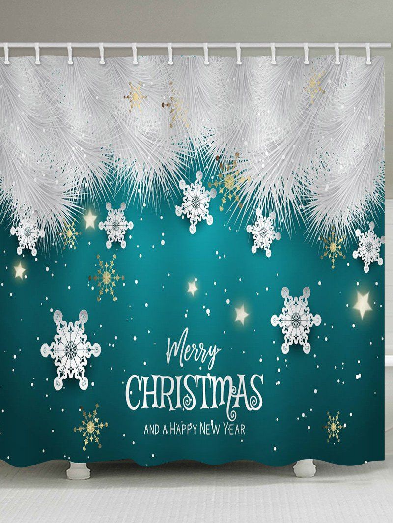

Merry Christmas Snowflake Waterproof Bath Shower Curtain, Multi