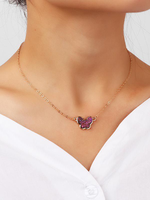 

Fresh Style Rhinestone Butterfly Chain Necklace, Gold