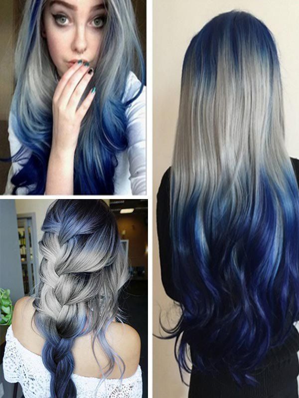 

Ombre Long Body Wave Synthetic Wig, Navy blue