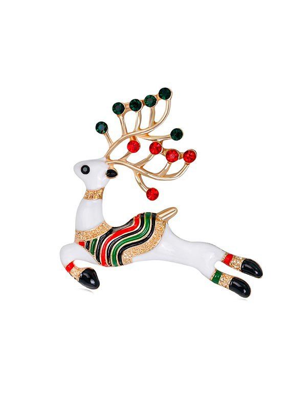 

Christmas Multi-color Deer Brooch with Rhinestone, Gold