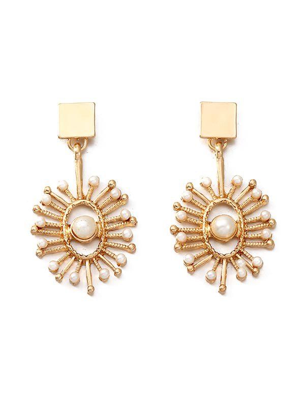 

Antique Pearl Dangle Stud Earrings, Gold