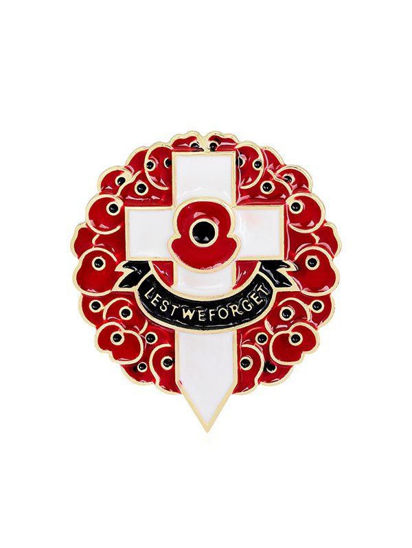 

Flowers Cross Brooch, Red