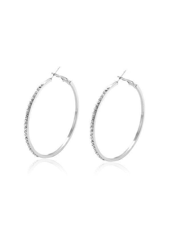 

Large Rhinestone Hoop Earrings, Silver