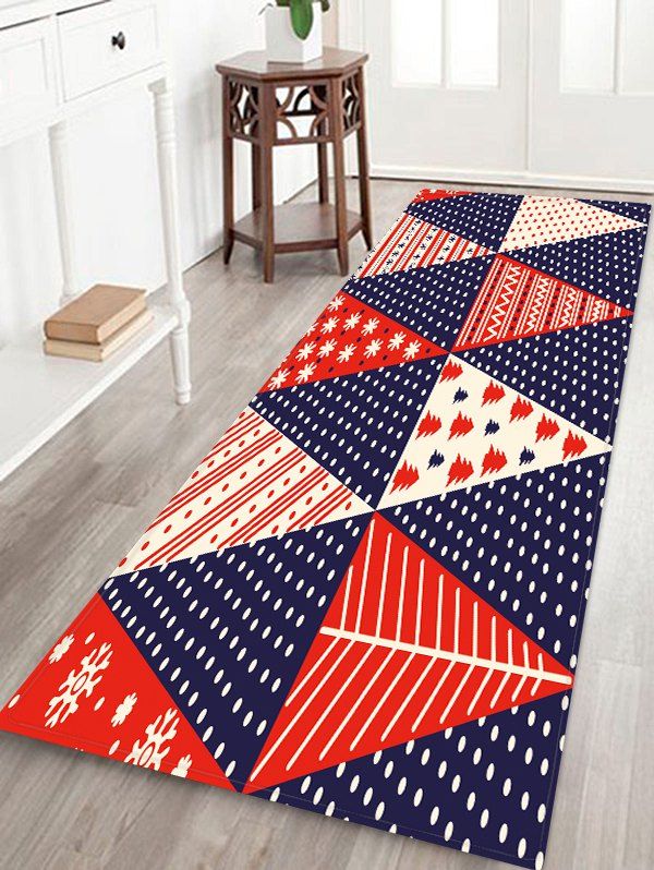 

Christmas Tree Patchwork Pattern Water Absorption Area Rug, Multi