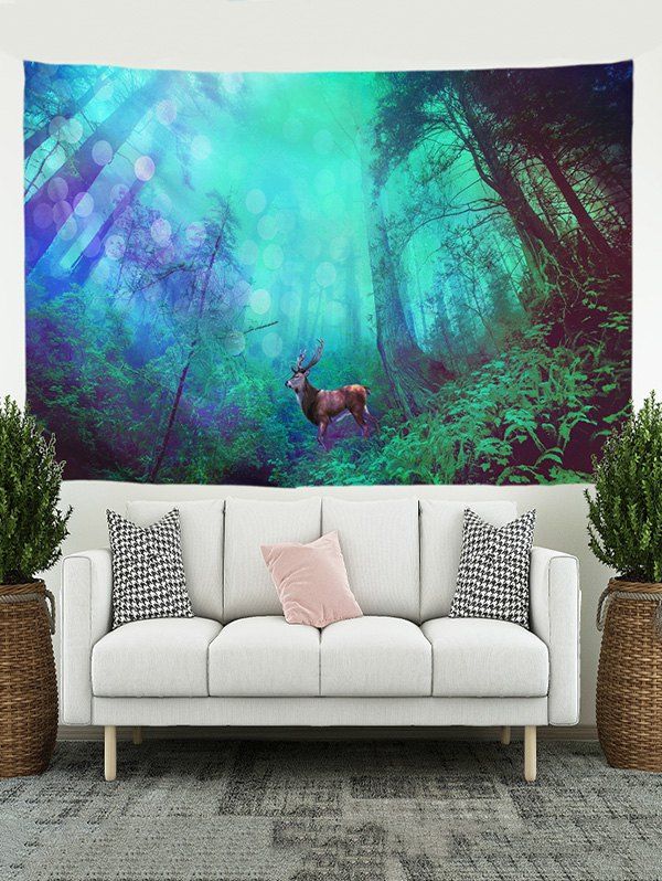 

Forest Elk Print Tapestry Wall Hanging Art Decoration, Multi-a