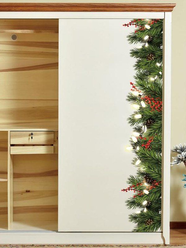 

Christmas Pine Tree Pattern Wall Sticker, Army green