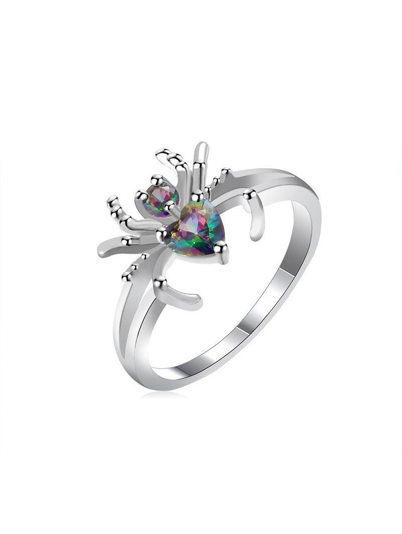 

Spider Design Zircon Metal Ring, Silver