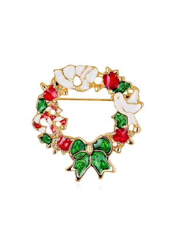 

Christmas Bowknot Bell Garland Brooch, Gold